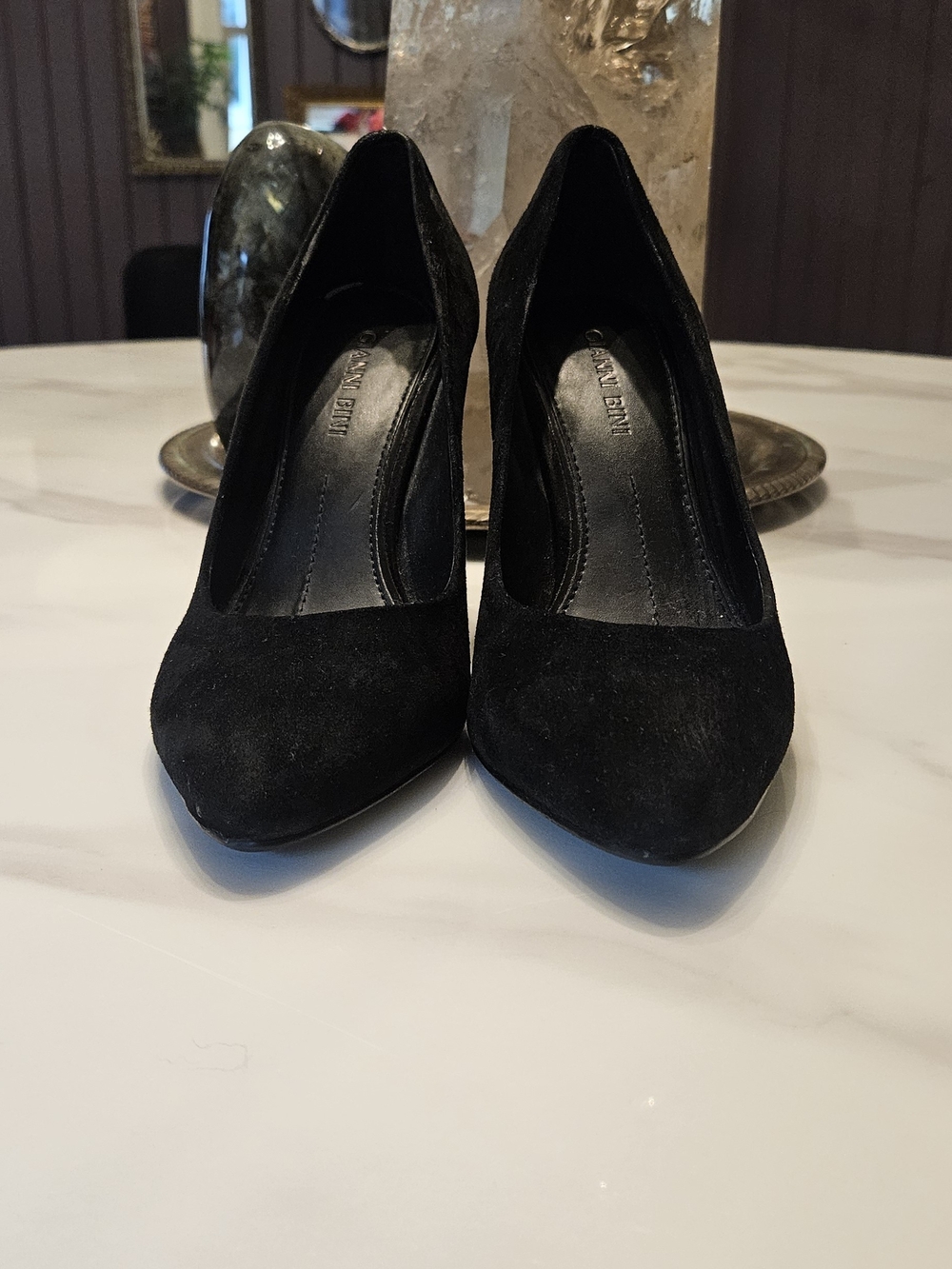 Gianni Bini Black Suede Pointed-Toe Pumps